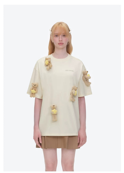 13DE MARZO Lumi Star Bear T-shirt Beige