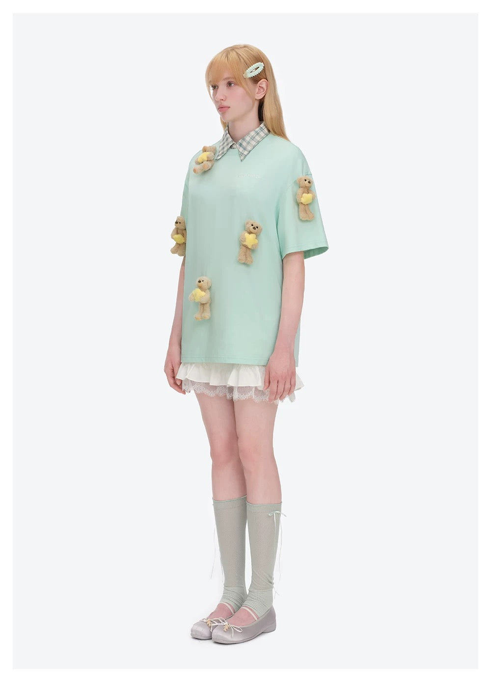 13DE MARZO Lumi Star Bear T-shirt Mint Green