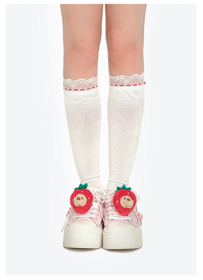 13DE MARZO Candy Bear Canvas Shoes Pink