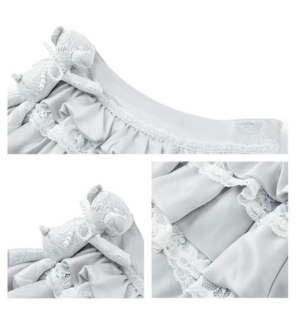 13DE MARZO Bear Lacy Bud Skirt Grey