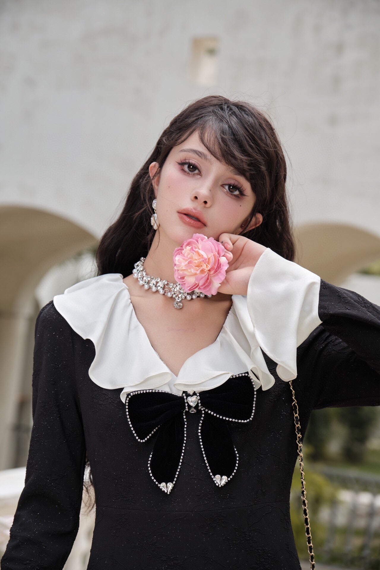 DIANA VEVINA Doll Collar Lace Dress Black – Fixxshop