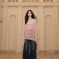 DIANA VEVINA Silhouette Colorful Stripe Destroyed Sweater Pink