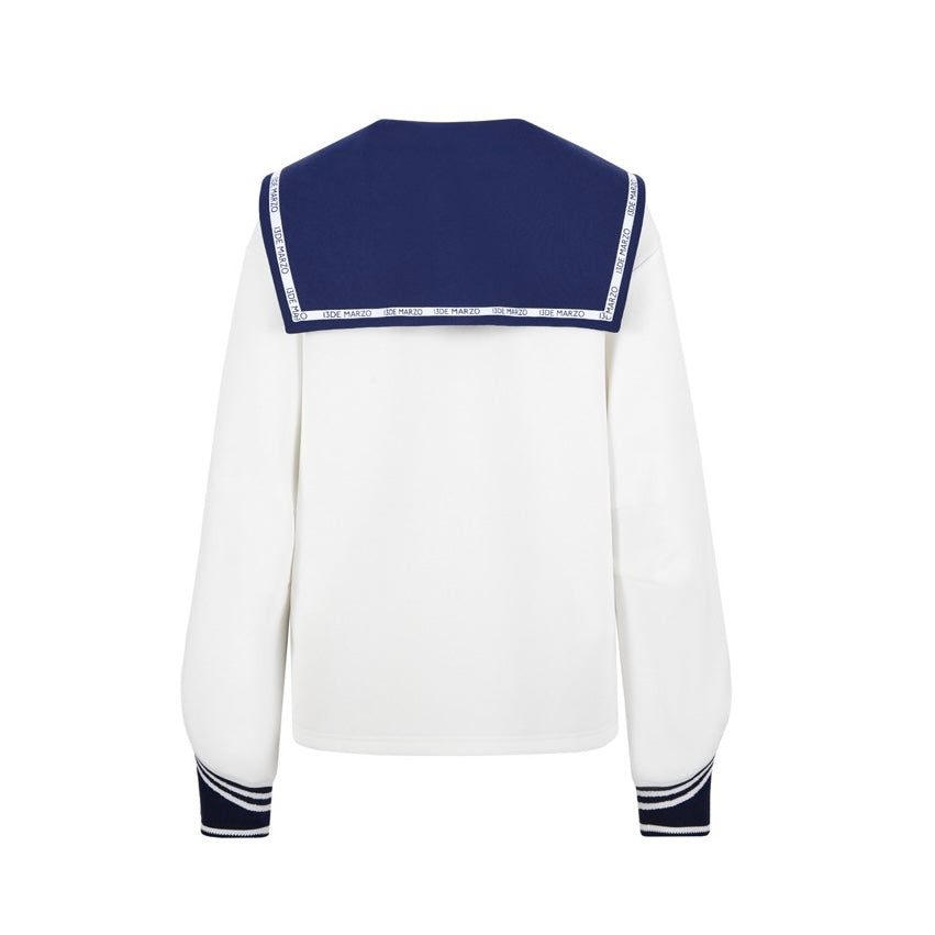 13DE MARZO Sailor Collar Long Sleeve White