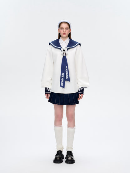13DE MARZO Sailor Collar Long Sleeve White