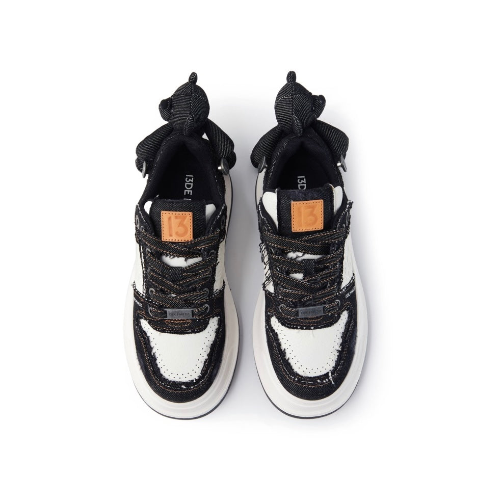 13DE MARZO Bear Denim Sneakers Black