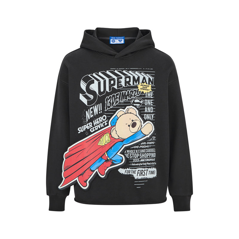 13DE MARZO x Superman Bear Hoodie Dark Grey