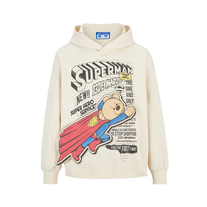 13DE MARZO x Superman Bear Hoodie Beige