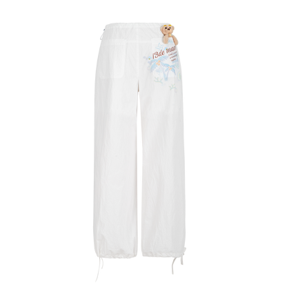13DE MARZO Hawaii Bear Drawstring Pants White