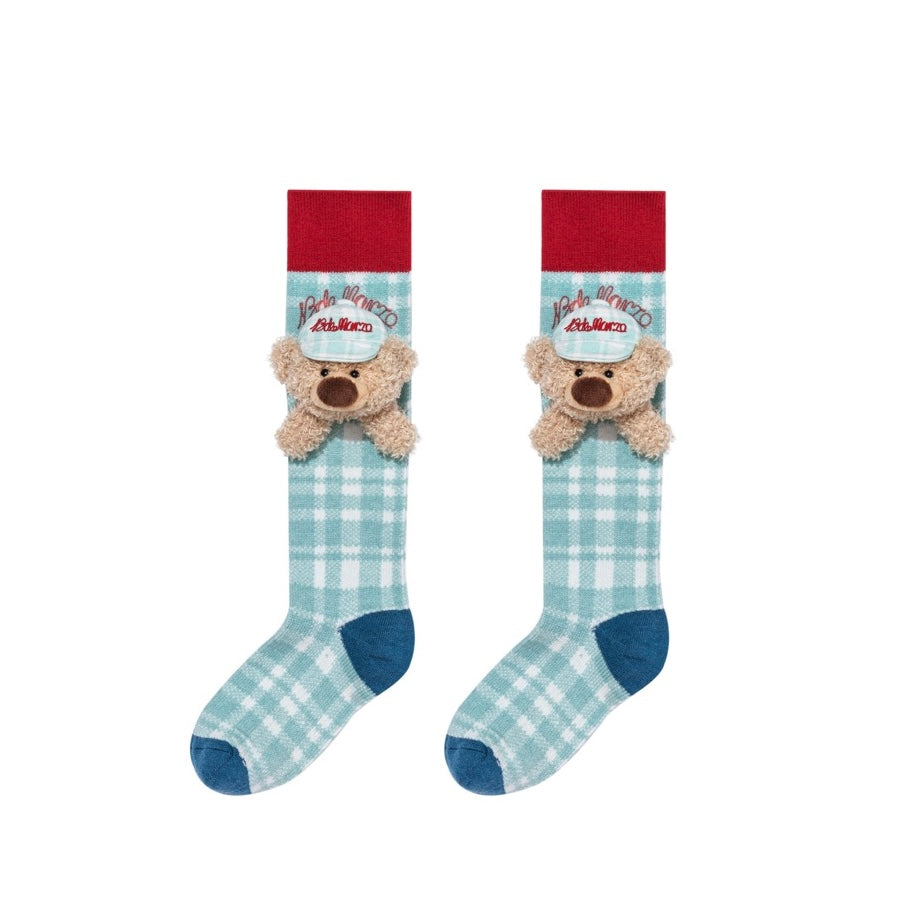 13DE MARZO Plaid Color-Block Socks Green