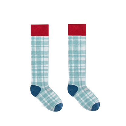 13DE MARZO Plaid Color-Block Socks Green