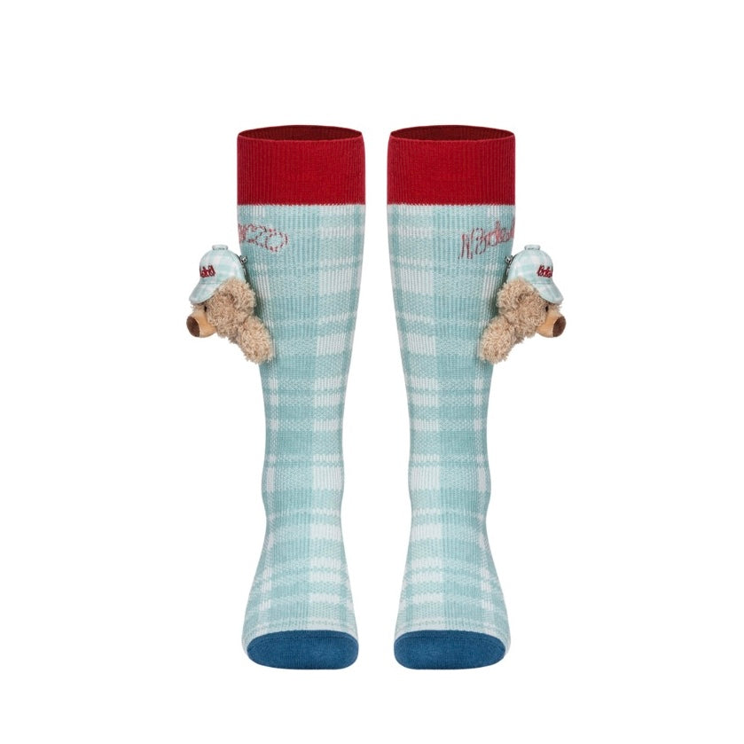 13DE MARZO Plaid Color-Block Socks Green