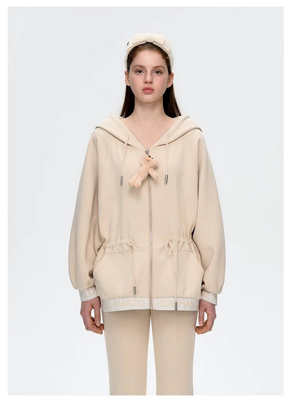 13DE MARZO Logo Band Track Jacket Beige