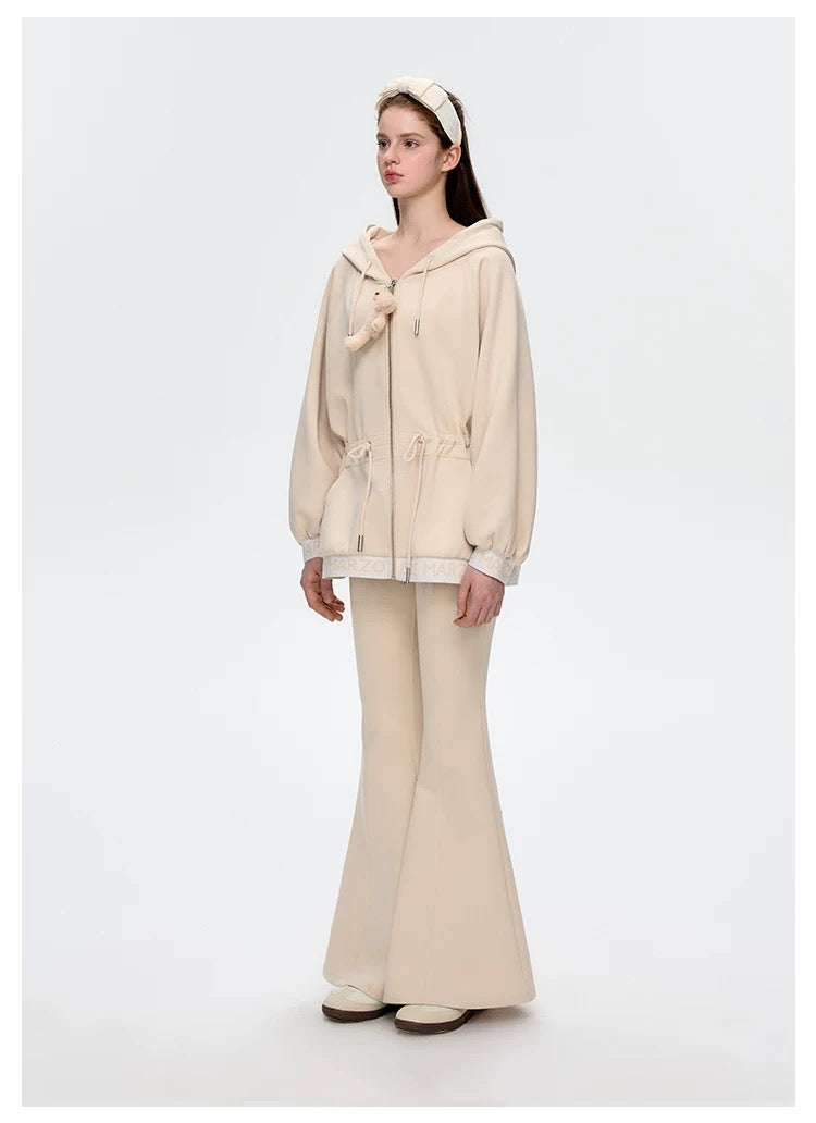 13DE MARZO Logo Band Track Jacket Beige