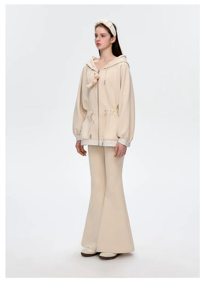 13DE MARZO Logo Band Track Jacket Beige