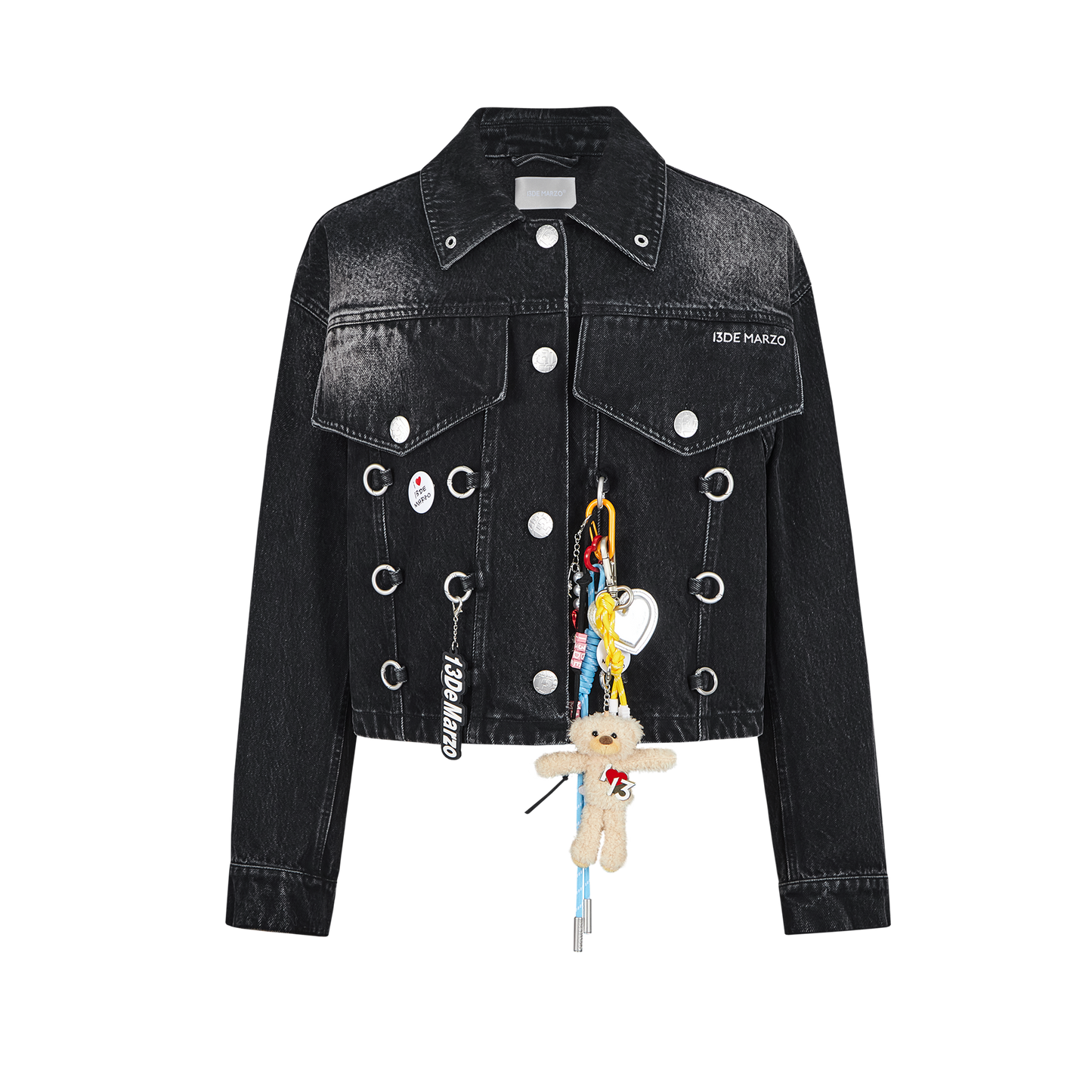13DE MARZO Maximalist Pendant Denim Jacket Black