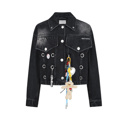 13DE MARZO Maximalist Pendant Denim Jacket Black