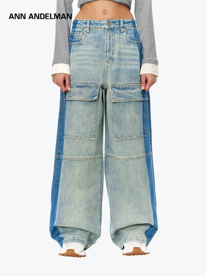 Ann Andelman Blue Cover Washed Cargo Jeans