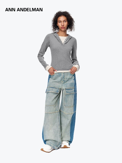 Ann Andelman Blue Cover Washed Cargo Jeans