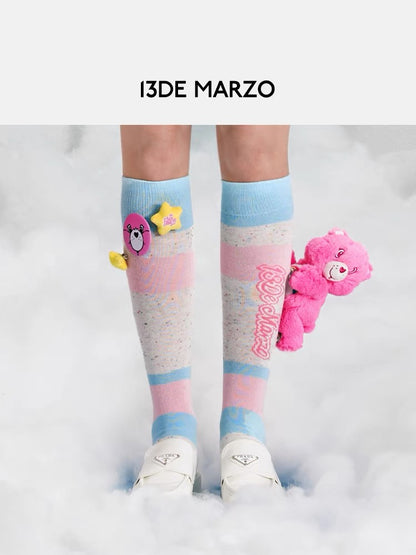 13DE MARZO x CARE BEARS Rainbow Socks Crystal Pink