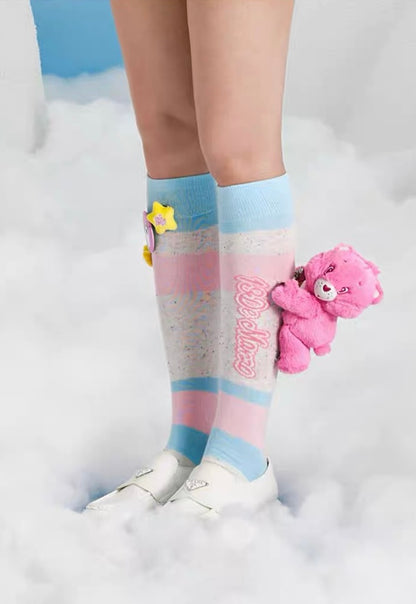 13DE MARZO x CARE BEARS Rainbow Socks Crystal Pink