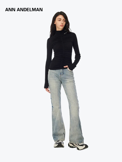 Ann Andelman Blue Retro Slim Lace Flared Jeans