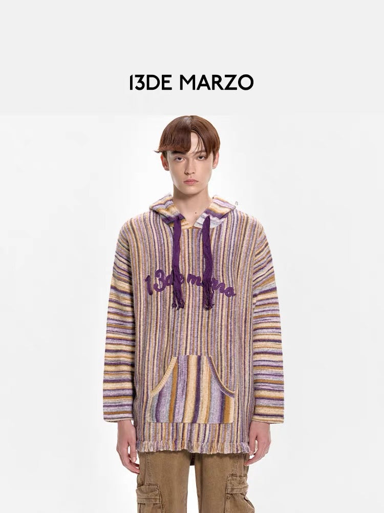 13DE MARZO Color Lines Knit Sweater Purple Ash