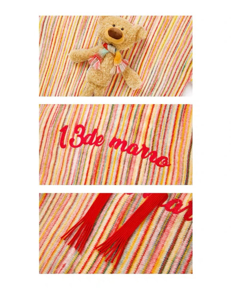 13DE MARZO Color Lines Knit Sweater Apricot Gelato