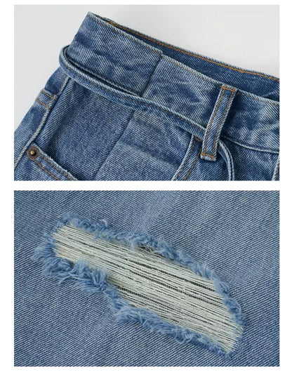 Ann Andelman Blue Ripped Straight-Leg Jeans