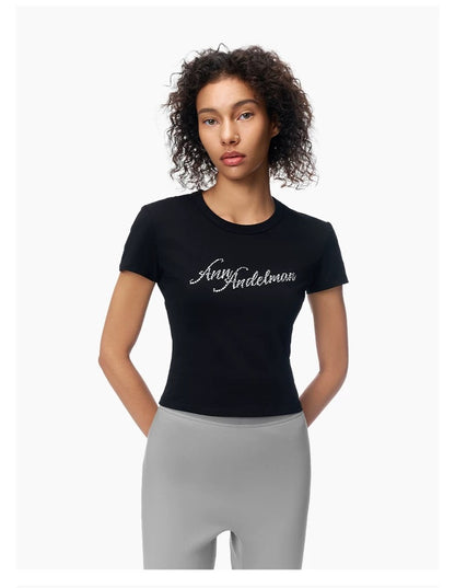 Ann Andelman Black Rhinestone Short Sleeves