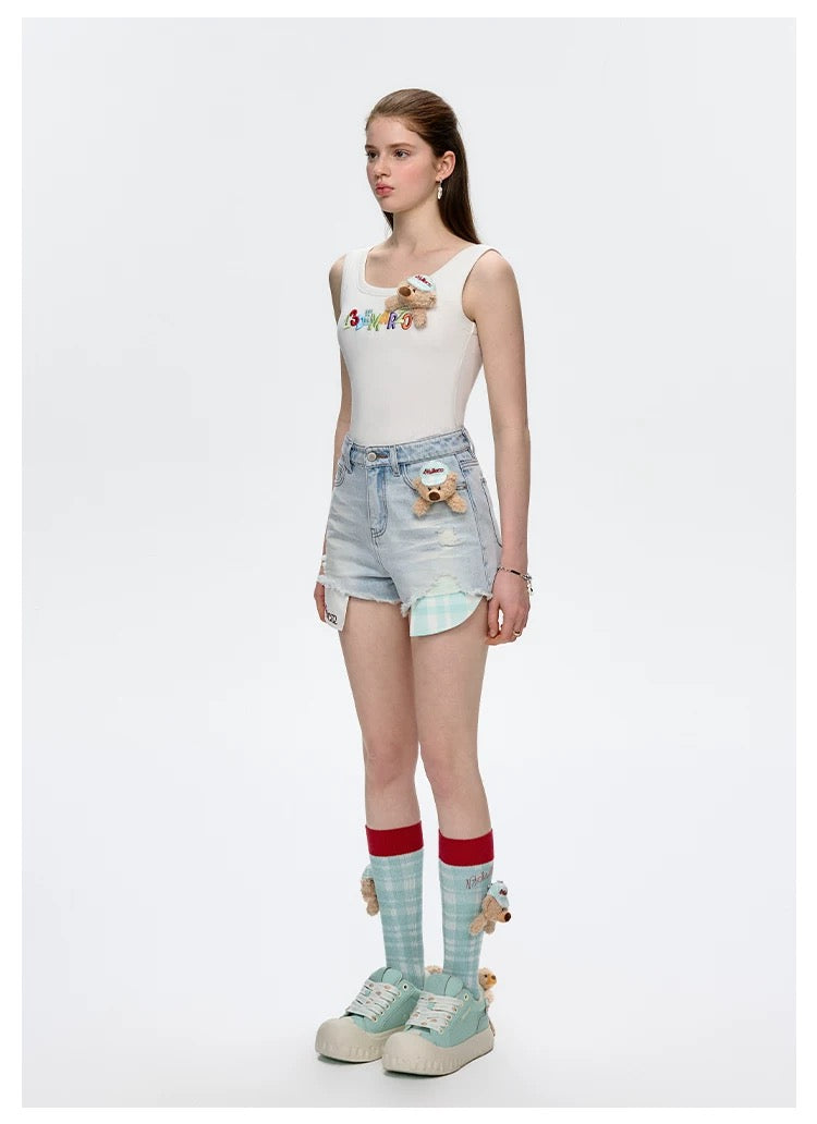 13DE MARZO Plaid Color-Block Socks Green