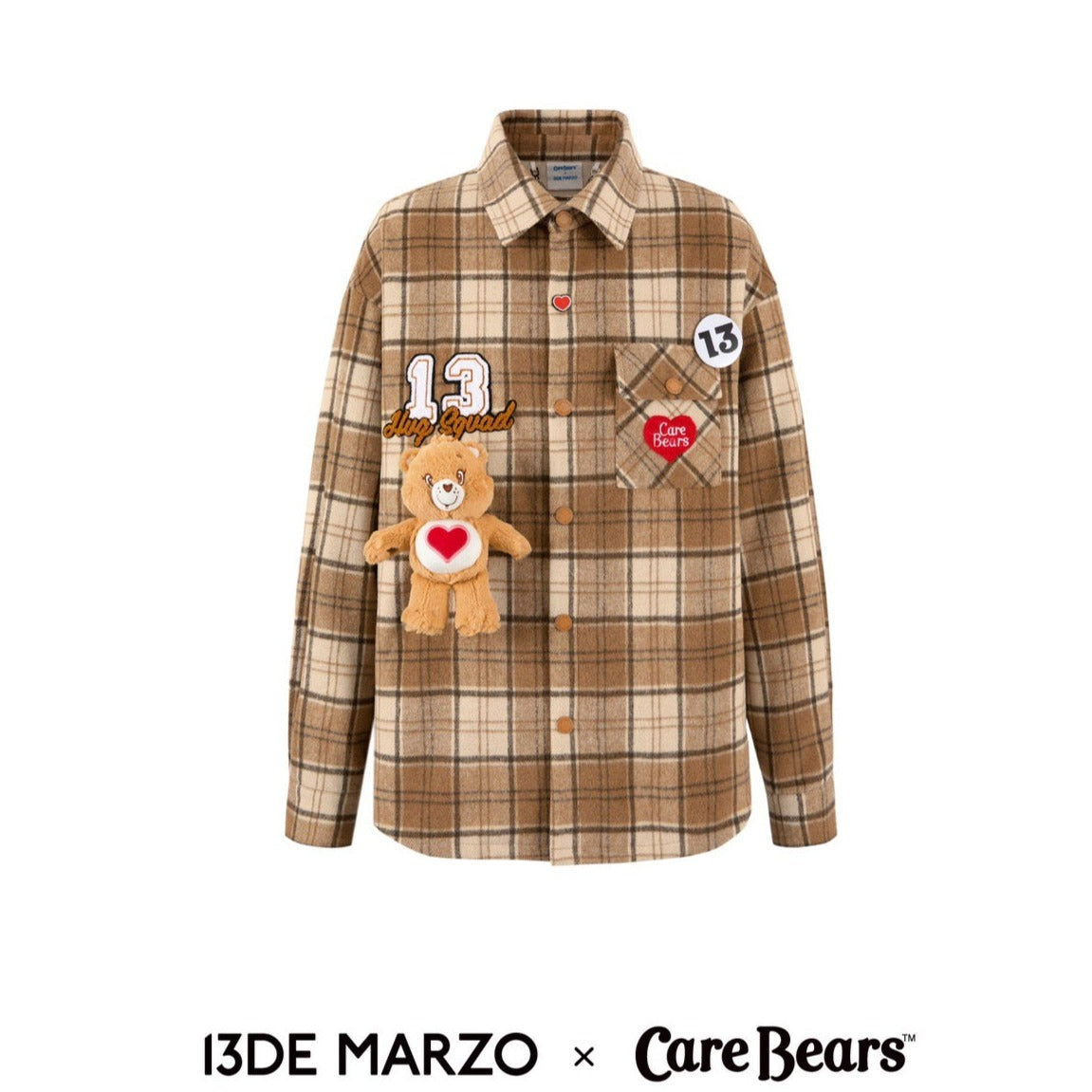 13DE MARZO x CARE BEARS Plaid Shirt Coat Candied Ginger