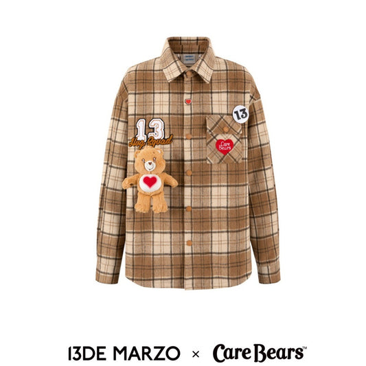 13DE MARZO x CARE BEARS Plaid Shirt Coat Candied Ginger