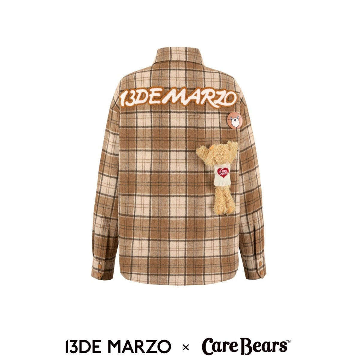 13DE MARZO x CARE BEARS Plaid Shirt Coat Candied Ginger