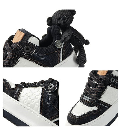 13DE MARZO Bear Denim Sneakers Black