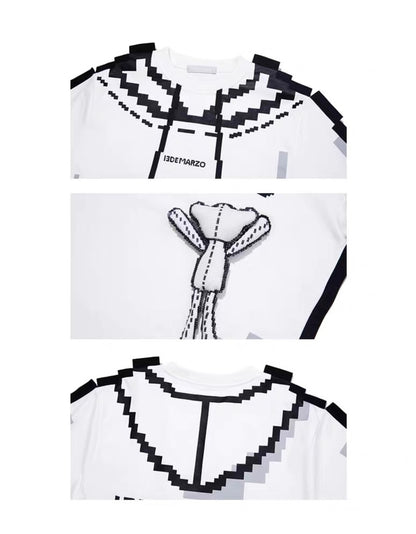 13DE MARZO 2D Pixel Hood Printing Sweater White