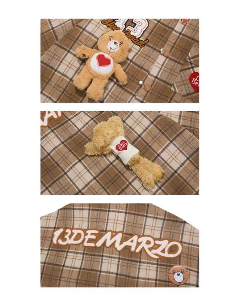 13DE MARZO x CARE BEARS Plaid Shirt Coat Candied Ginger