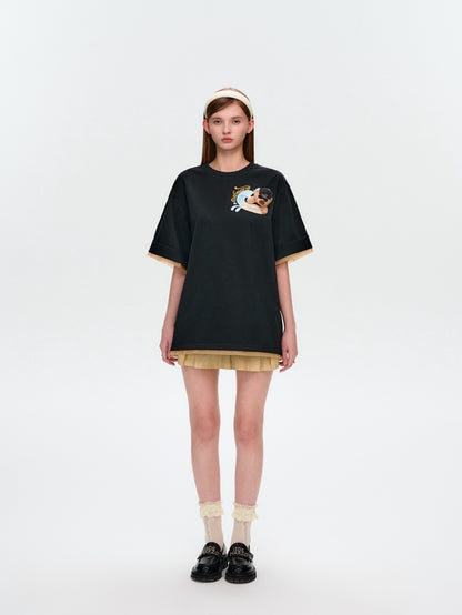 13DE MARZO Surfing Bear T-Shirt Black