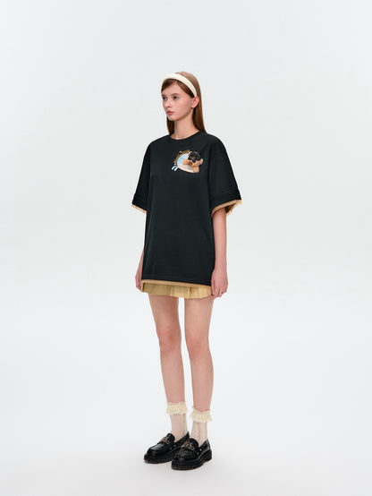 13DE MARZO Surfing Bear T-Shirt Black