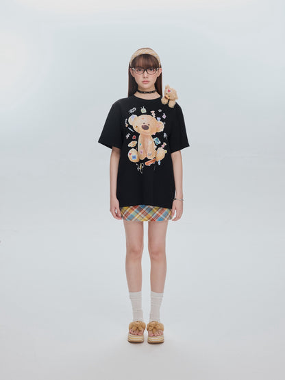 13DE MARZO Bear Stickers T-Shirt Black