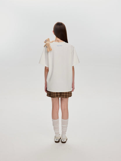 13DE MARZO Bear Stickers T-Shirt White