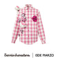 13DE MARZO Hello Kitty Bear Plaid Shirt Shocking Pink