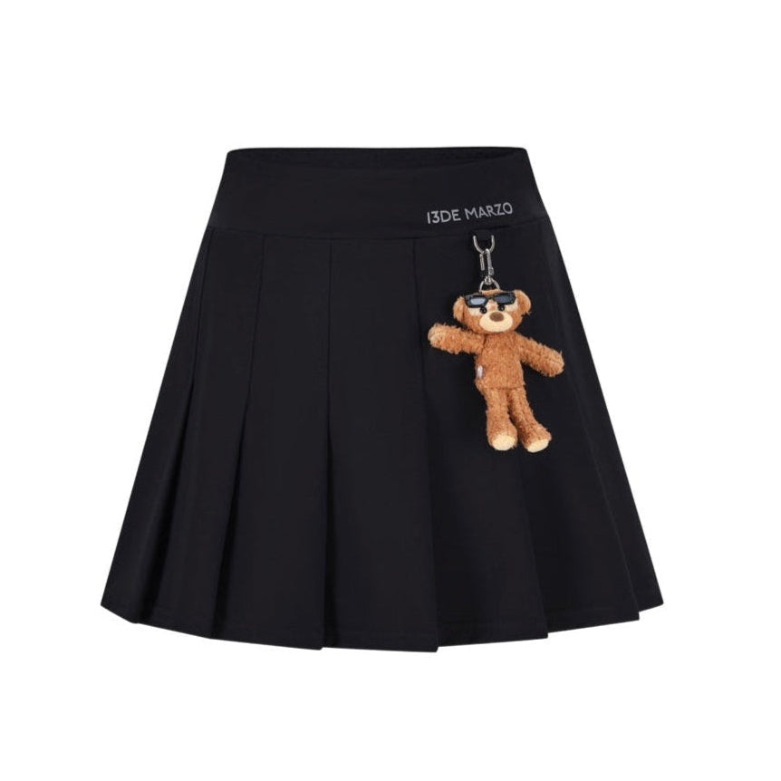 13DE MARZO Sunburnt Bear Cooling Pleated Skirt Black