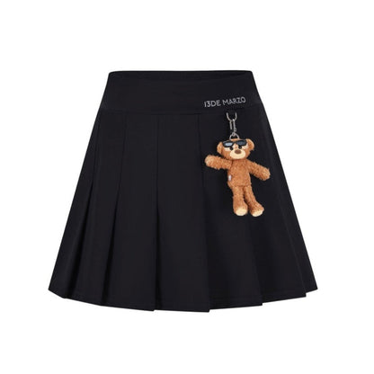 13DE MARZO Sunburnt Bear Cooling Pleated Skirt Black