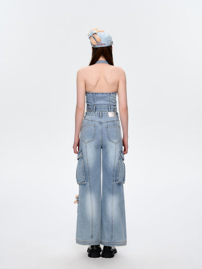 13DE MARZO Denim Cargo Pants Blue