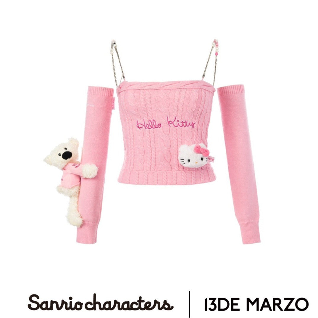 13DE MARZO Hello Kitty Bear Knit Camisole Top Rose Shadow