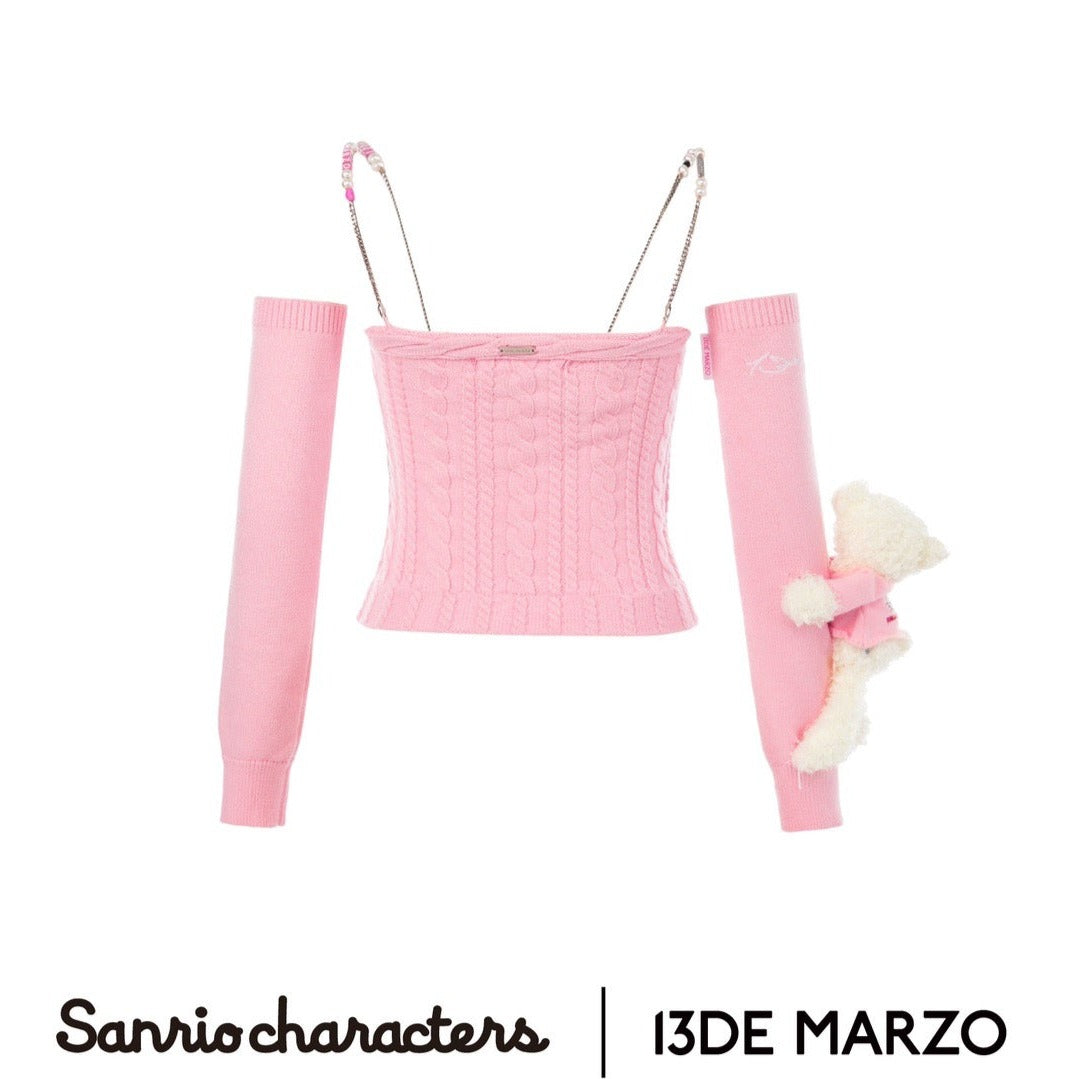 13DE MARZO Hello Kitty Bear Knit Camisole Top Rose Shadow