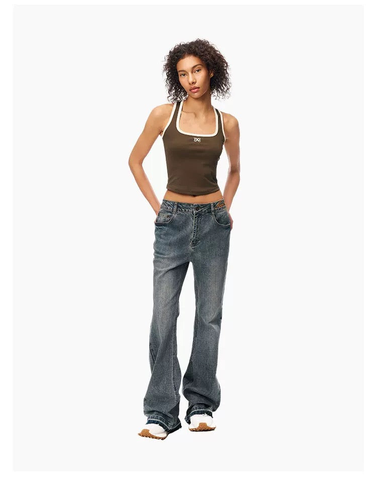 Ann Andelman Blue Mid-rise Washed Bootcut Jeans