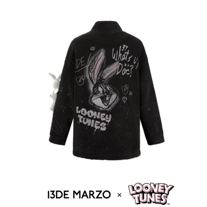 13DE MARZO x LOONEY TUNES Bugs Bunny Eco Fleece Jacket Black