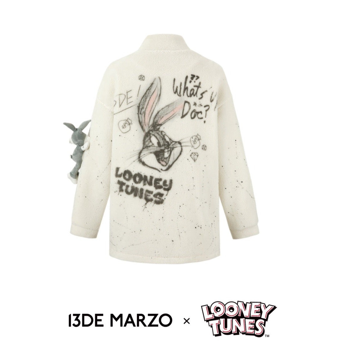 13DE MARZO x LOONEY TUNES Bugs Bunny Eco Fleece Jacket White