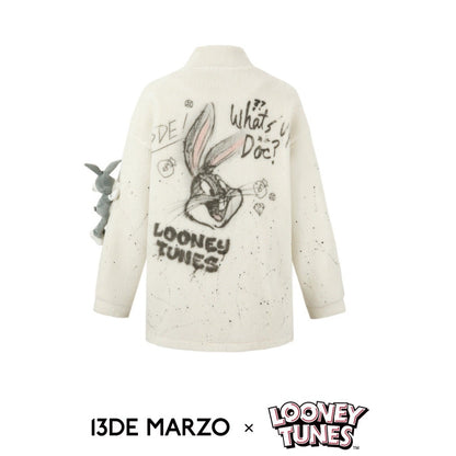 13DE MARZO x LOONEY TUNES Bugs Bunny Eco Fleece Jacket White